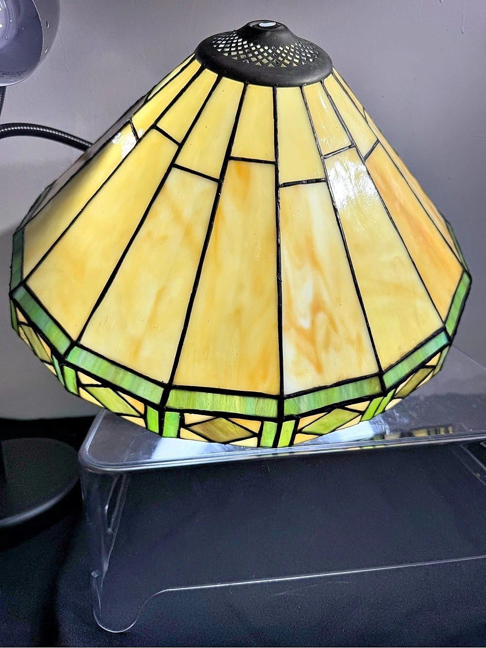 Stained Glass Style Lamp Shade, Yellow & Green Geometric